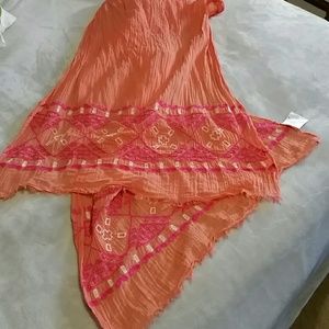 Womens 💟 coral soft gauze embroidered  scarf